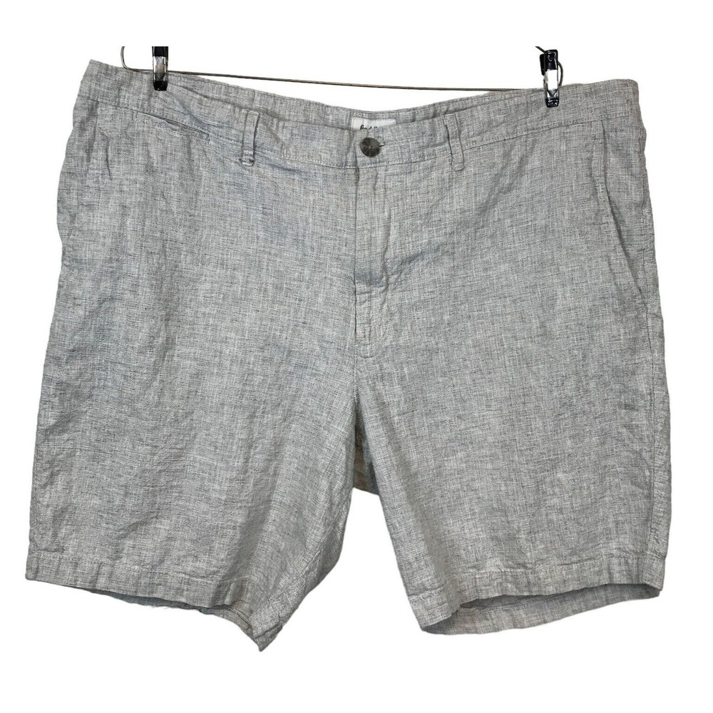 Goodfellow & Co Linden Shorts Mens 42 Gray Linen Cotton Blend Flat Front